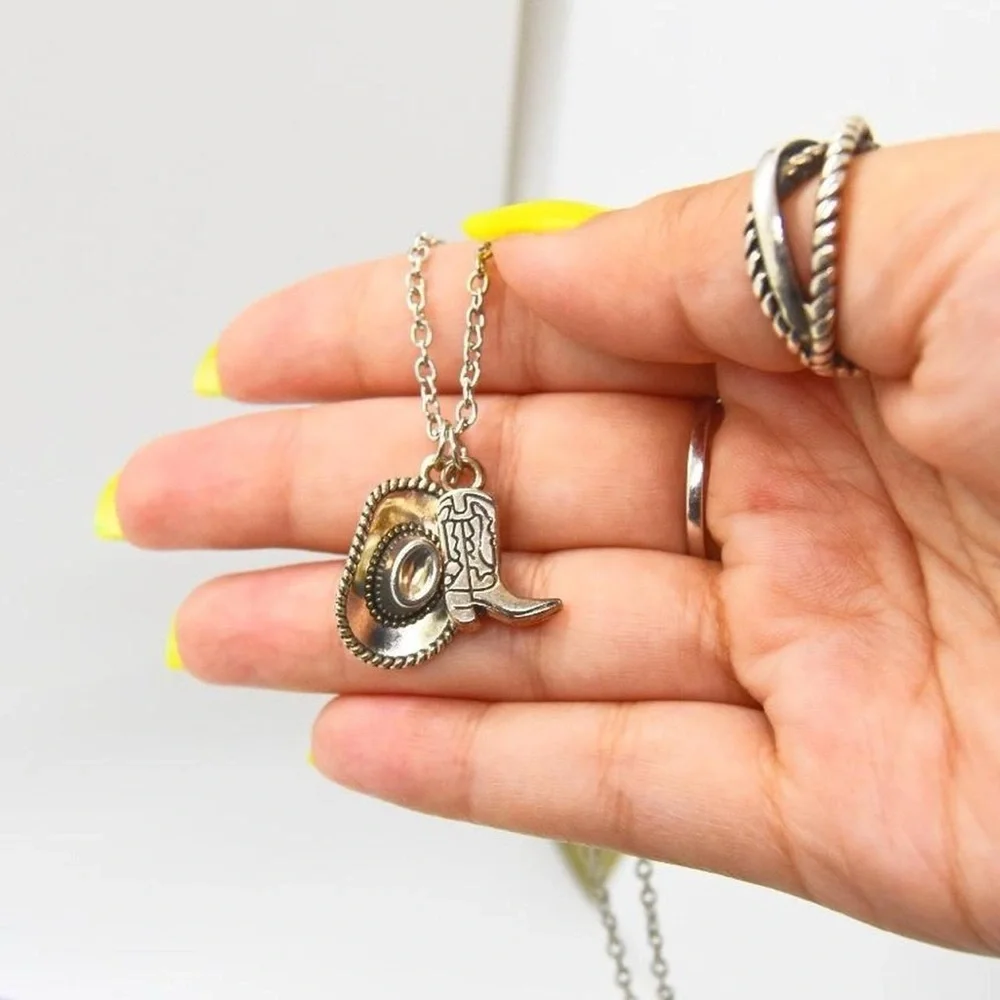 Minimalist Cowboy Boot and Hat Necklace